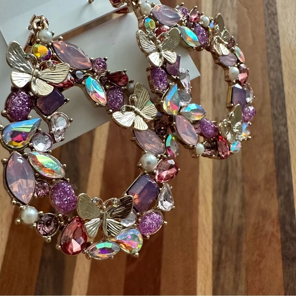 Betsey Johnson Stone Cluster Wreath Earrings